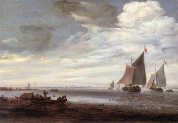 Boat Painting - River boat seascape Salomon van Ruysdael